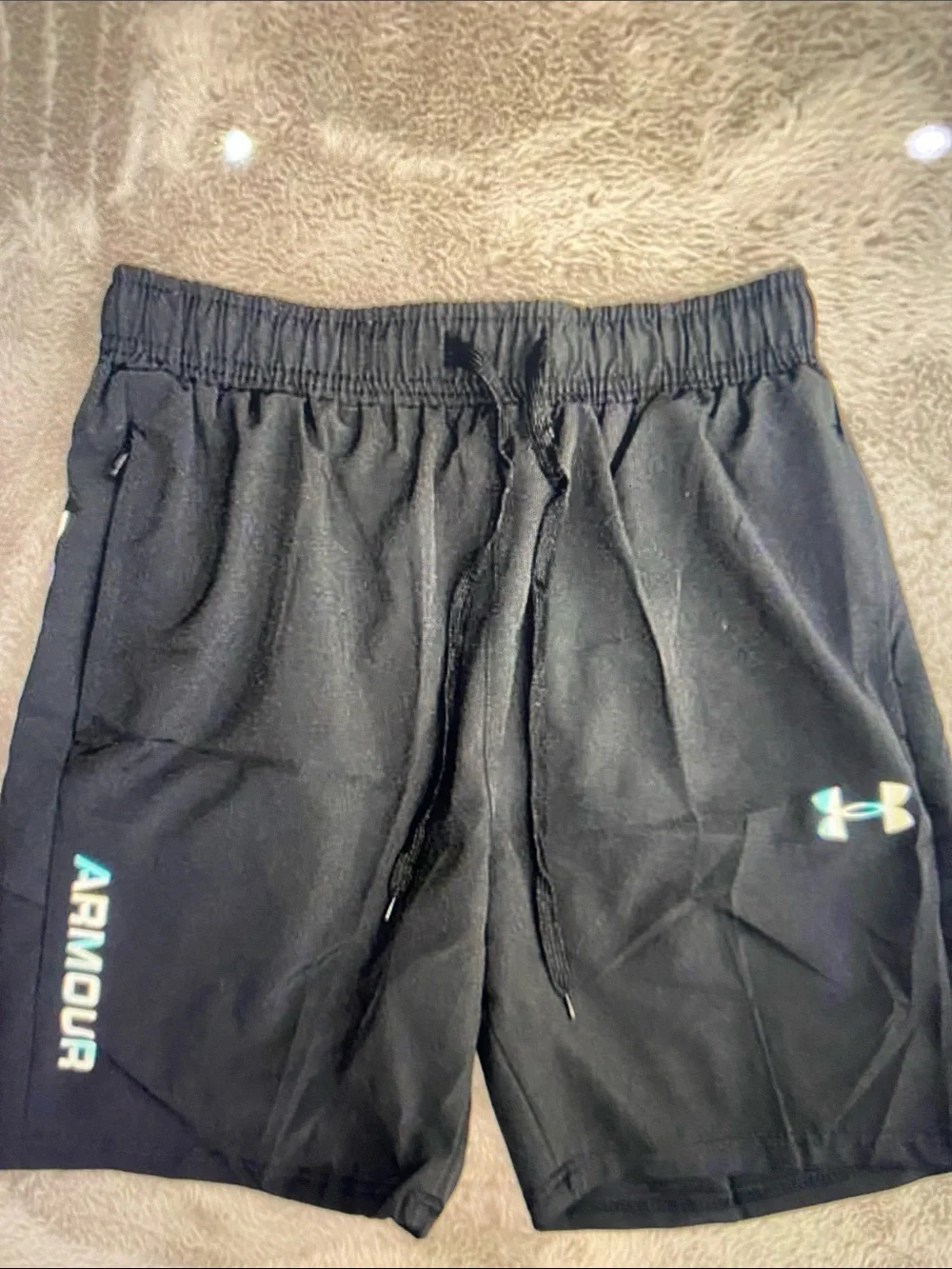 Under Armour Black Men's Athletic Shorts with Teal Logo